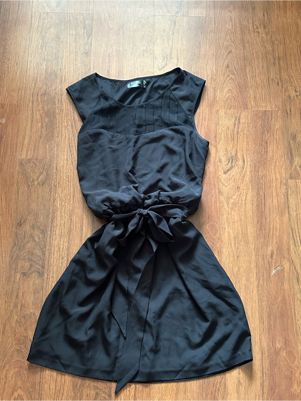 GUESS Black Sleeveless Tie-Waist Mini Dress